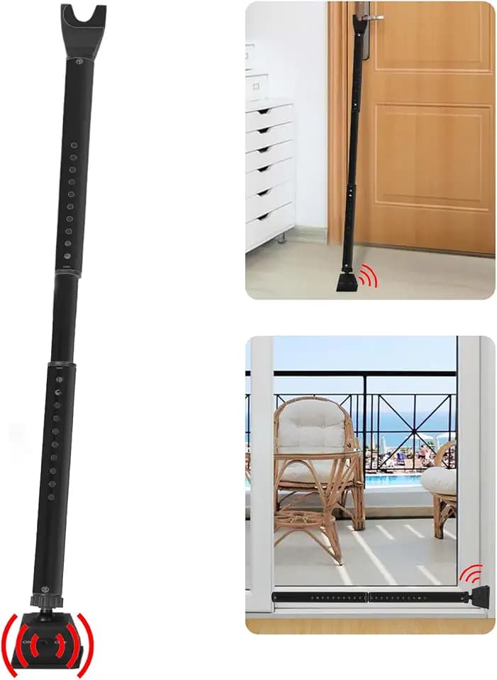 Door Security Bar with Alarm 120db Loud Adjustable Door Jammer Door Stopper