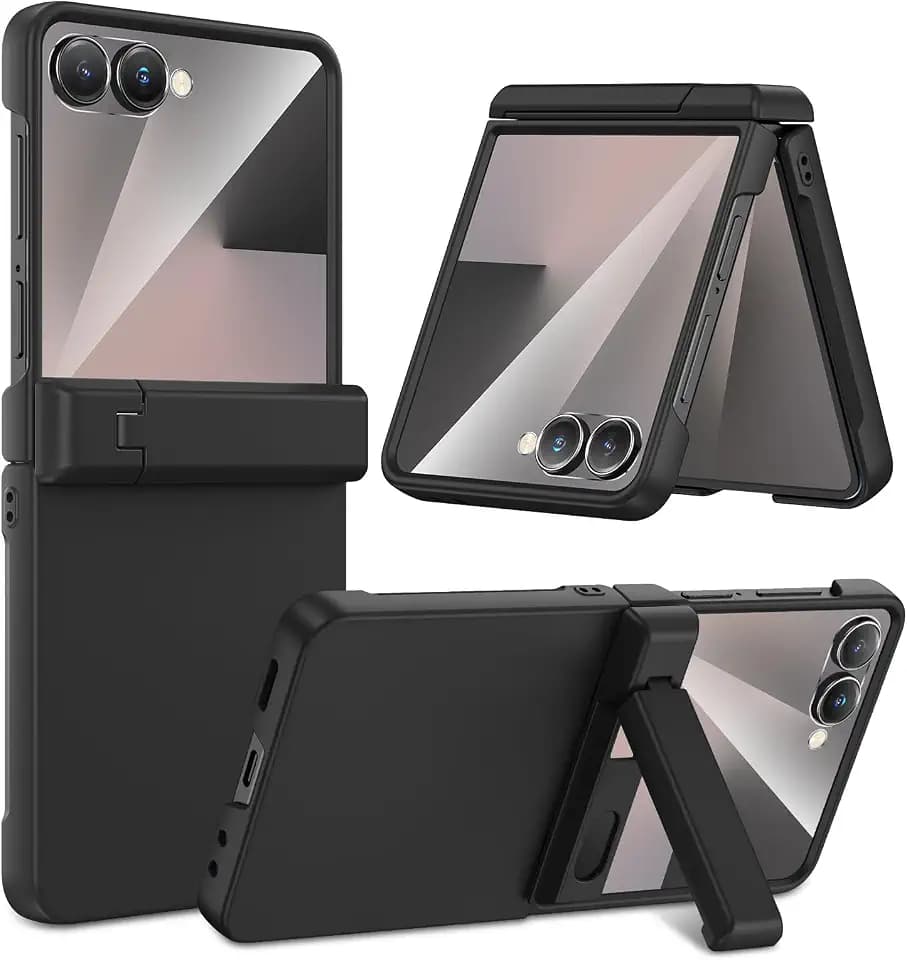 Maxdara for Samsung Galaxy Z Flip 7 Case with Hidden Kickstand, Black
