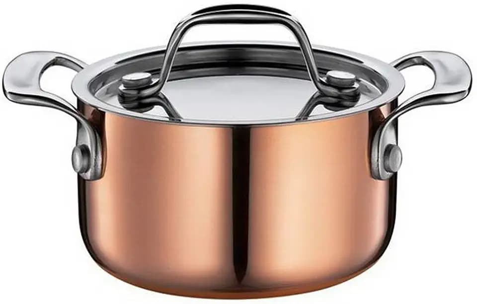 Spring Culinox Mini-Kochtopf, 5-Lagen-Mehrschichtmaterial, 9 cm, 0,35 L | Kupferaußenschicht, 18/10-Edelstahlinnenseite, Aluminiumkern, backofenfest, für Elektro-, Ceran- und Gasherd