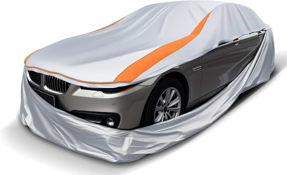 Full Enclosed Sliver Car Cover Universal Fit Camaro,Dodge Challenger/Charger,Accord,Camry,Altima,5 Series,Chrysler 300,Sonata,Malibu,Lexus ES,Passat,CT5,Audi A6,K5/Stinger,Jaguar XJ,Taycan,MKZ