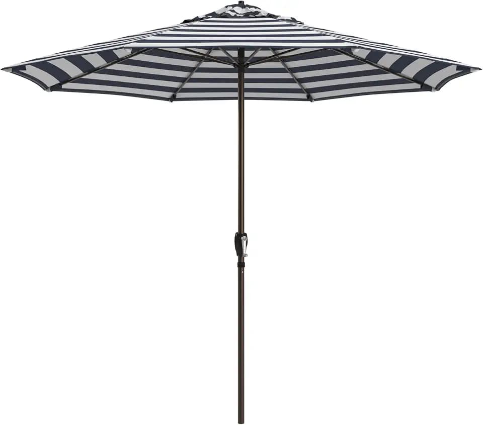 California Umbrella 8-Year Protection 9 Ft Outdoor Patio Umbrella, Solstice Fade-Resistant Fabric, Auto-Tilt, Heavy Duty Aluminum Frame, 8 Reinforced Ribs for Pool or Deck, Bronze Pole