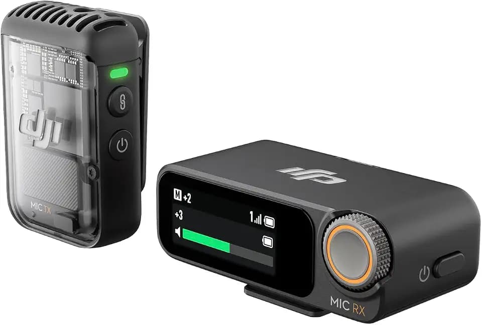 DJI Mic 2 (1 TX + 1 RX), Wireless Mic with Intelligent Noise Cancelling