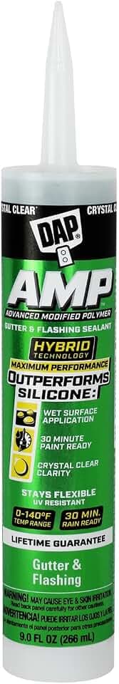 DAP AMP Gutter and Flashing Sealant, Clear, 9 Oz (7079800765)