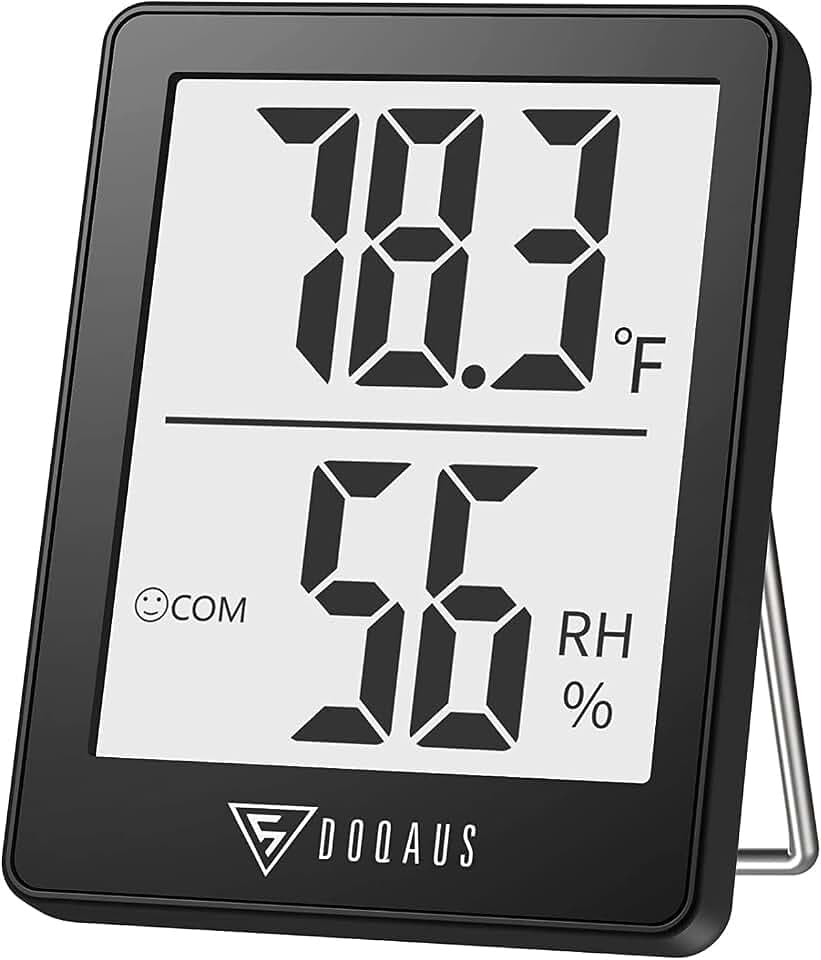 DOQAUS Digital Hygrometer Indoor Thermometer Humidity Meter, Black