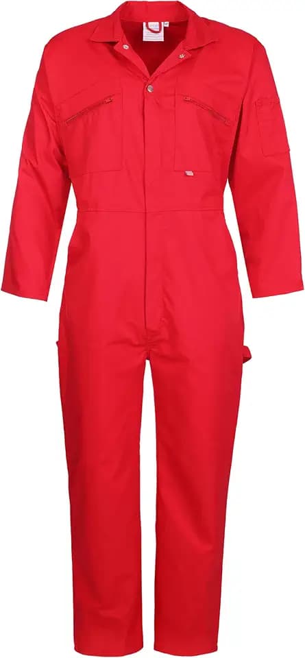 Castle Clothing 366 Overall, mit Reißverschluss vorne, Blau, rot, 366/RD-34