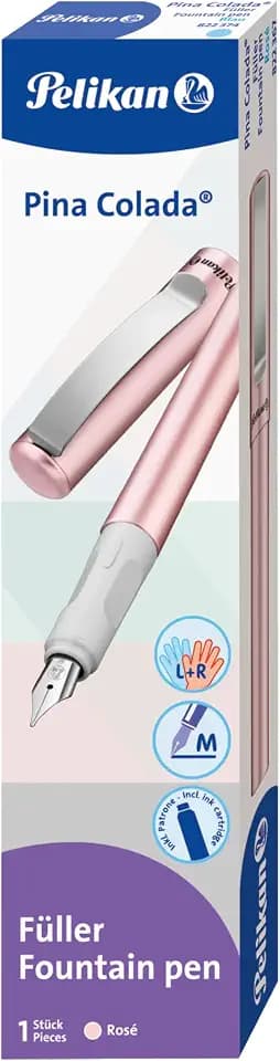 Pelikan Füller Pina Colada inkl. Standard-Tintenpatrone, nachfüllbar, für Rechts- und Linkshänder, rosé, 1 Stück