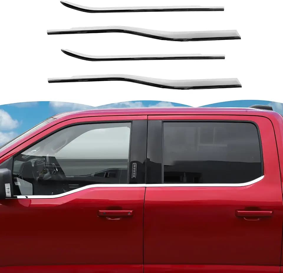 RT-TCZ Window Trim Strip Cover Window Molding Trim Cover Decoration Exterior Accessories for Ford F150 2021-2025 (Chrome)
