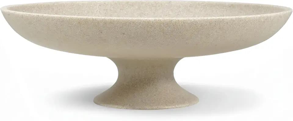 Beige Decorative Fruit Bowl, 11.45" Modern Pedestal Bowl