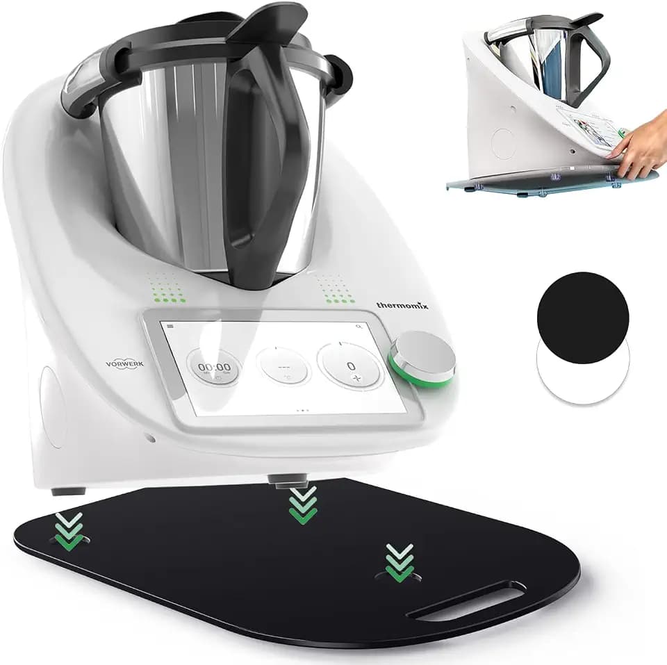 für Thermomix TM6 / TM5 Gleitbrett Acryl, Rollbrett für Thermomix Vorwerk Küchenmaschine TM6 TM5 Zubehör Unterlage Brett, Hochwertiger Gleiter aus Premium Acrylglas für Thermomix, Glänzend Schwarz