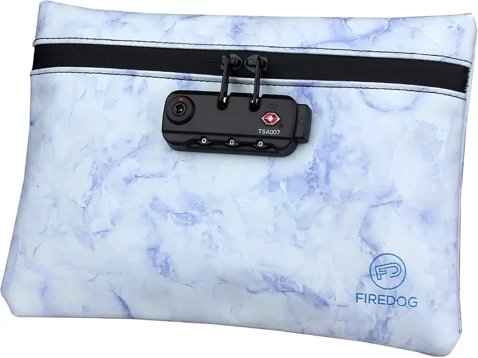 FIREDOG Smell Proof Bag with Combination Lock, 6x9 Odor Proof Pouch Case Container for Travel Storage (Marble Purple)