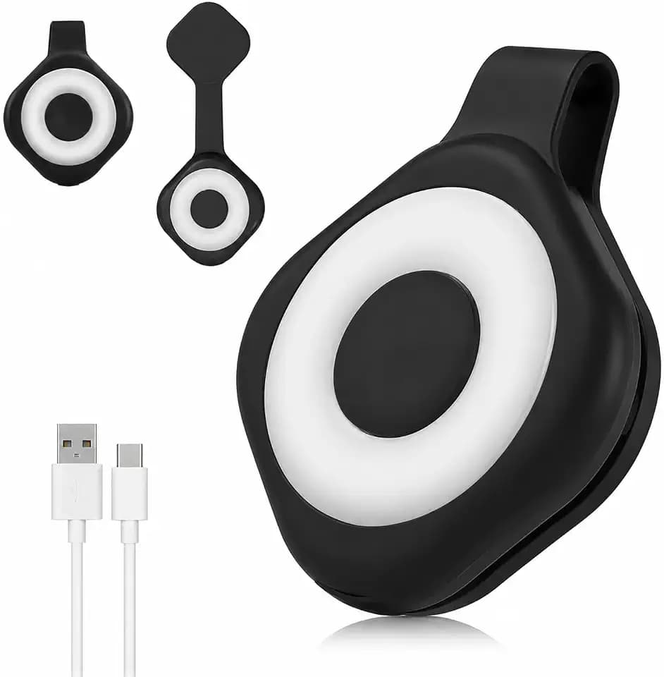 Magnetic Clip On Light Rechargeable, Hands Free Badge Flashlight for Nurses, Night Walking, Camping, Reading, Car Emergency, with Red Light ModeBlack