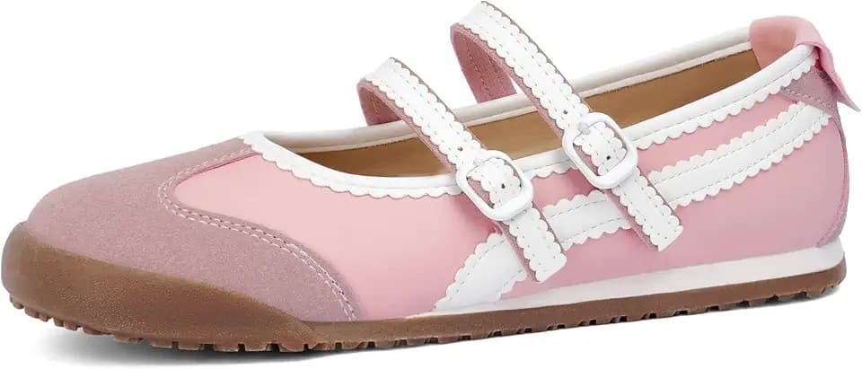 Tigeridea Mary Jane Sneakers Two Strap Rounded Toe Ballet Flats for Women