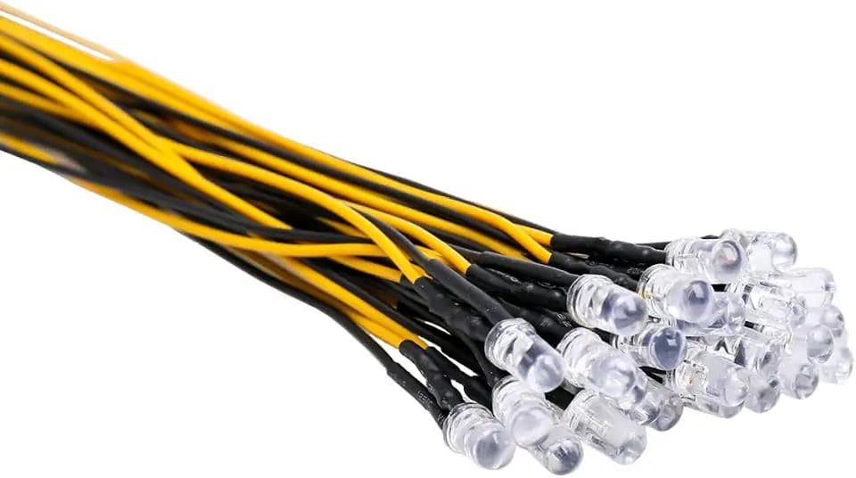 30pcs 12 Volt 5mm Yellow Blinking LED Lights Emitting Diodes (1.5Hz Single Color Flashing) Pre Wired 7.9 inch DC 12v LED Light Clear Lens Small LED Lamps