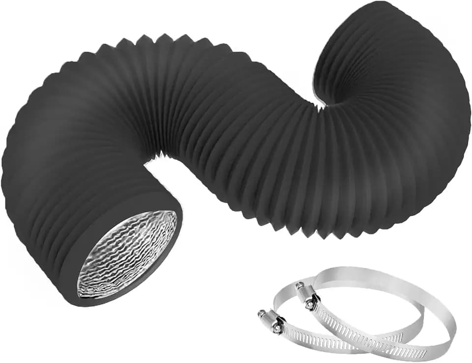TEAIERXY 3 Inch 8 Feet Dryer Vent Hose,Flexible Insulated Air Ducting,Diesel Heater Hose PVC Aluminum Foil with 2 Clamps for HVAC Ventilation(Black)