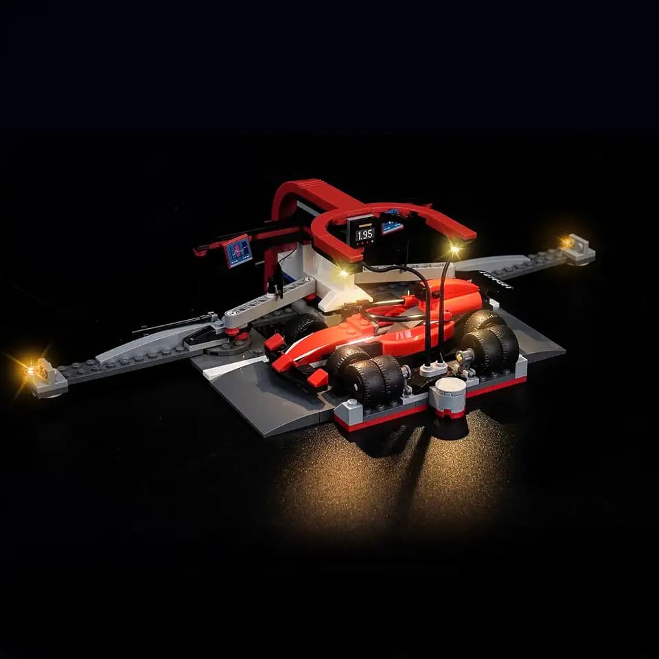 LocoLee Licht Set Kompatibel mit Lego 60443 F1 Pit Stop & Pit Crew with Ferrari Car - Kein Modell, Dekorative Beleuchtung Set Compatible with Lego Boxenstopp mit Boxencrew und Ferrari Flitzer City