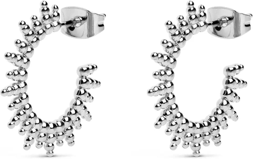 SINGULARU Pebbles Sun Ohrringe aus Messing mit 18 Karat Gold oder Rhodium, Creolen mit Steckverschluss - Damenschmuck