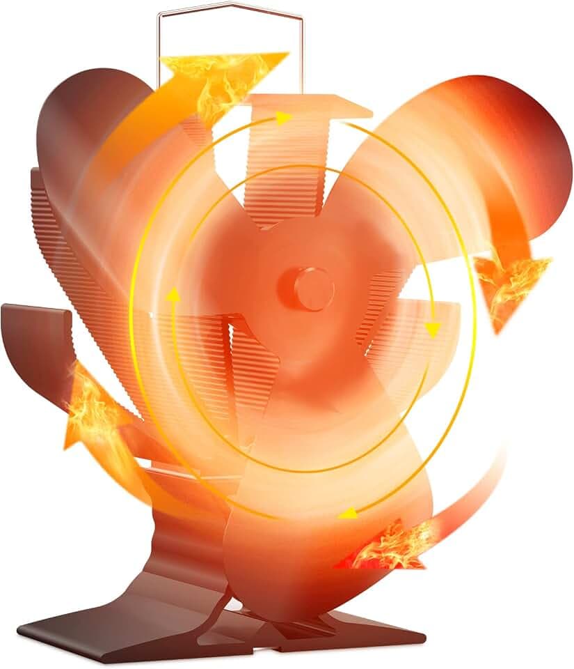 Signstek Ofenventilator Kaminventilator ohne strom 3 Blätter Kamin Ofen Ventilator für Kaminofen/Holzofen/Kaminlüfter umweltfreundlich und wirtschaftlich