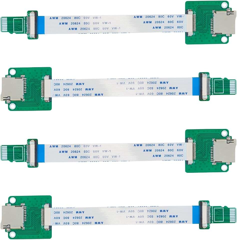 UCTRONICS Micro SD Male to Female Flexible Extender, 15cm/5.9in Micro SD Card Extension Cable Adapter Compatible with Raspberry Pi, Arduino, and 3D Printer, 4 Pack