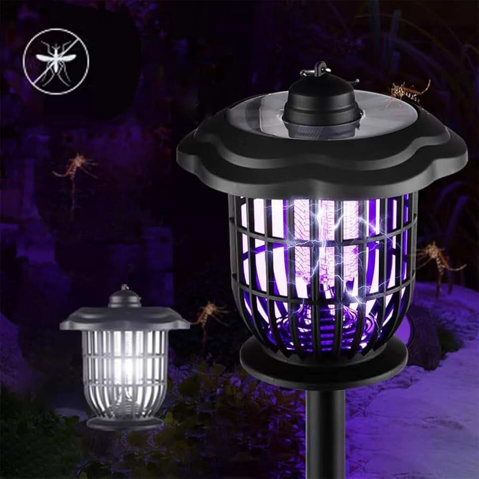 LED Solar Moskito Killer Lampe im Freien, wiederaufladbare weiße und ultraviolette Kombinations-Hof-Beleuchtung Moskito Repellent Lampe, multifunktionale Garten Moskito und Insekt Tötungslampe.