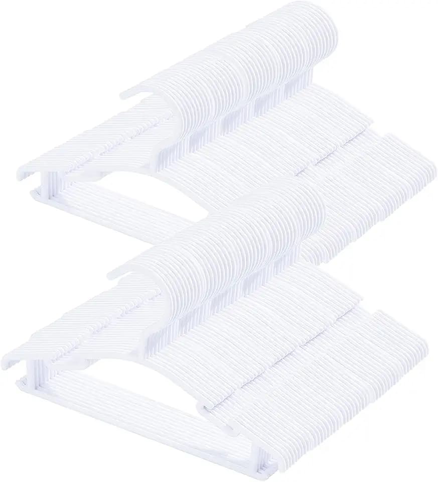 100 Pack White Baby Nursery Closet Hangers, Baby Hangers, Kids Hangers, Non-Slip Laundry Infant Pant & Coat Hangers for Newborn Clothes, Ultra-Thin Plastic Hangers for Girls Boys Toddler Kids