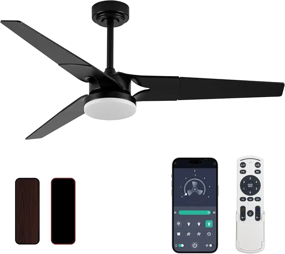 Ceiling Fan with Lights and Remote, Black 52 In