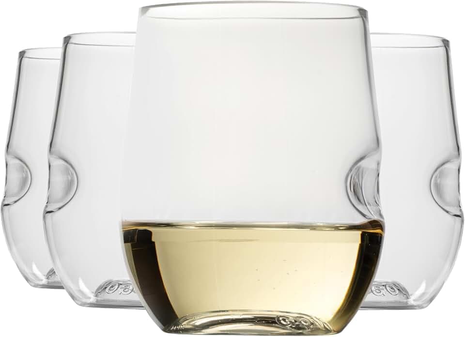 govino Go Anywhere Weingläser, spülmaschinenfest, flexibel, bruchsicher und recycelbar, je 340 ml, 4 Stück