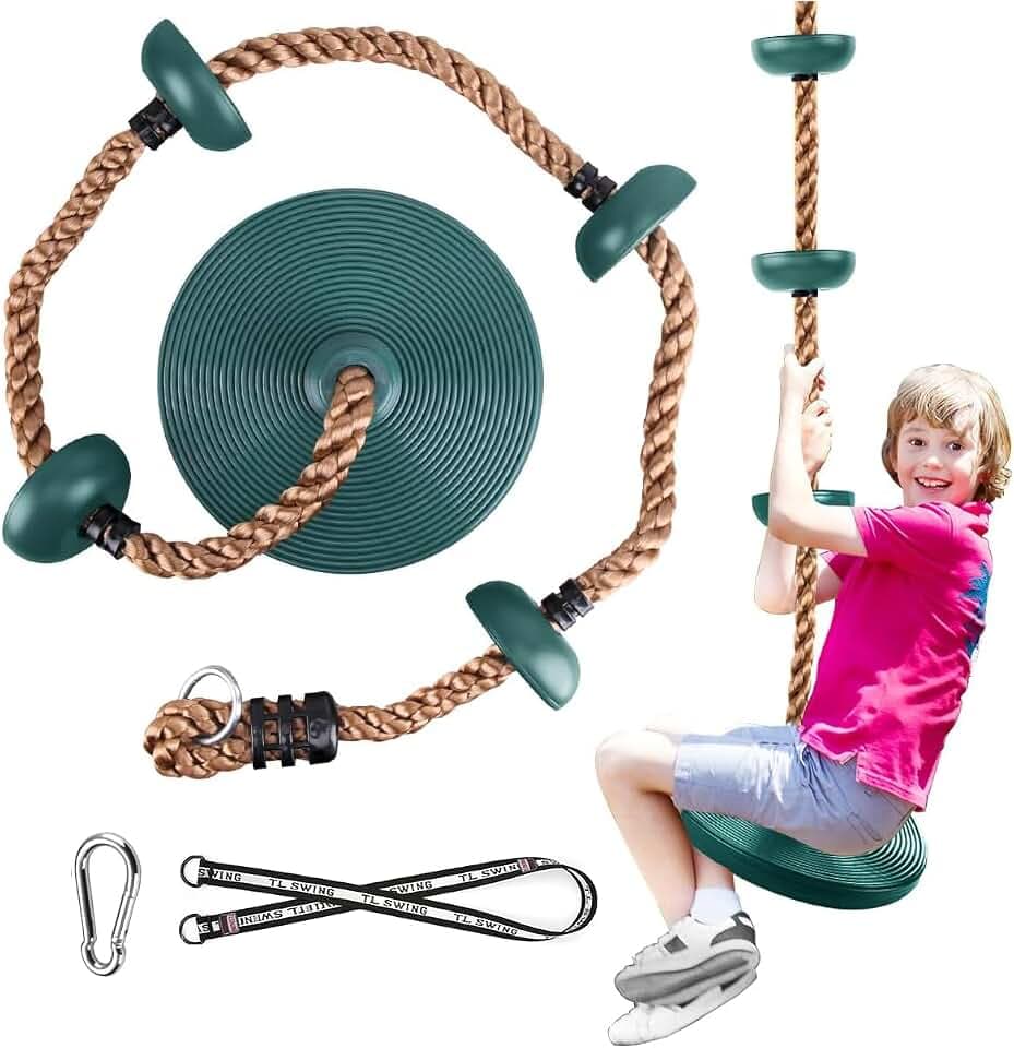 Schaukel Outdoor Kinder Kletterseil Schaukel mit Plattform, für Kinder Baum Scheibe Schaukel Kletterseil Draussen Tellerschaukel für Garten, belastbar bis ca. 200kg