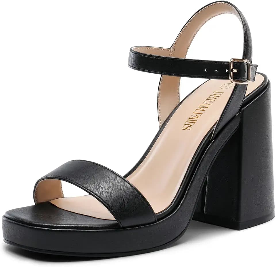 DREAM PAIRS Heels for Women Block Chunky Platform Sandal