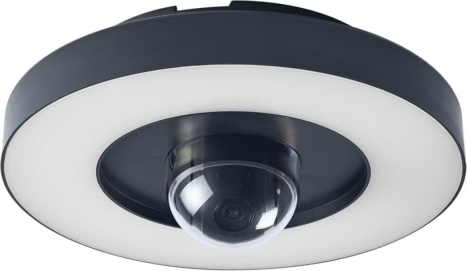 Osram SMART+ Outdoor-Wand- & Deckenleuchte + Kamera, grau | SMART+ Wifi Circle Camera, Outdoor Lighting Accesories, Dunkelgrau, 280 mm dia, 30000 h, 1-Pack