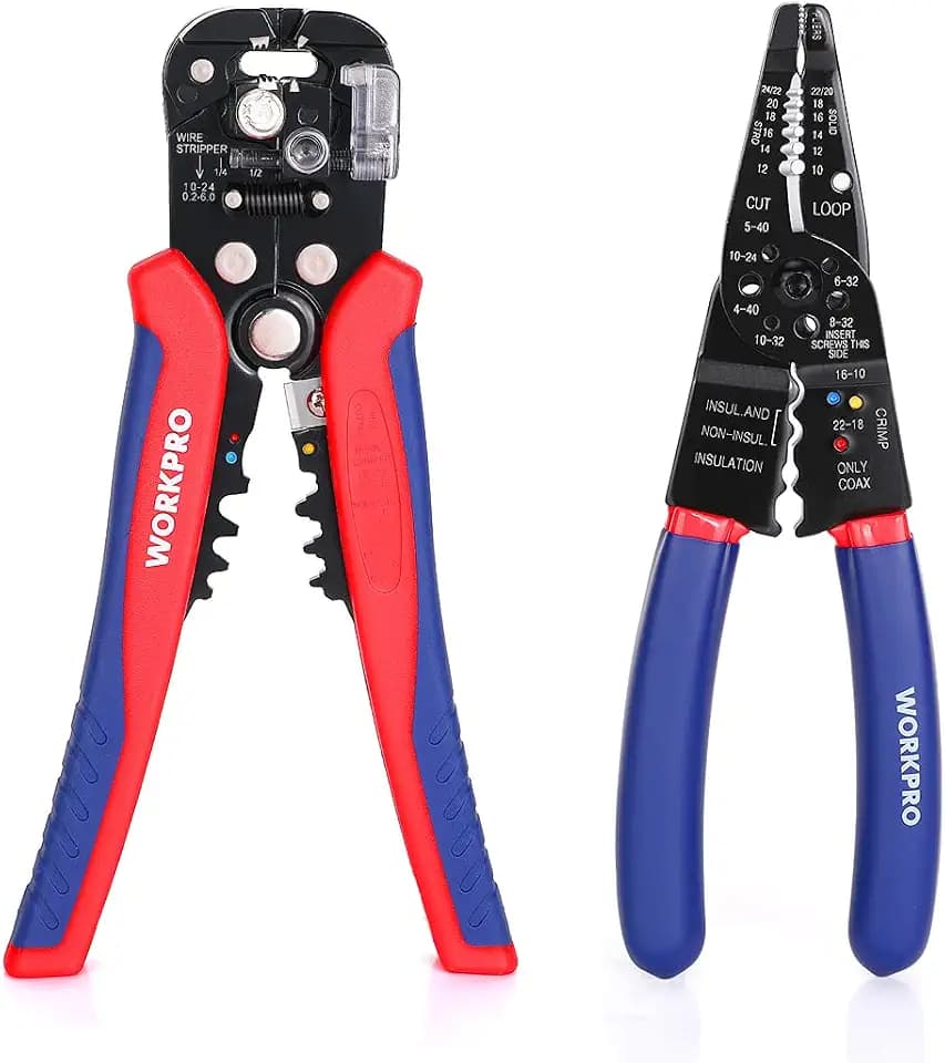 WORKPRO Wire Stripper Set, 8-Inch Multi-Tool Stripper and 8-Inch Self-Adjusting Wire Stripper Set for Stripping, Cutting and Crimping