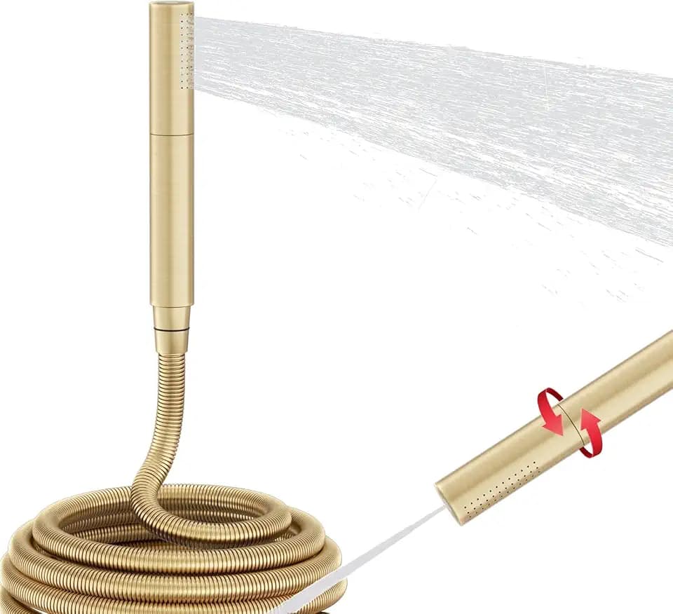 Handbrause aus Messing, 2-in-1-Funktion, Hochdruck-Handbrause mit 140 cm Schlauch, gebürstetes Gold (ohne Halterung)