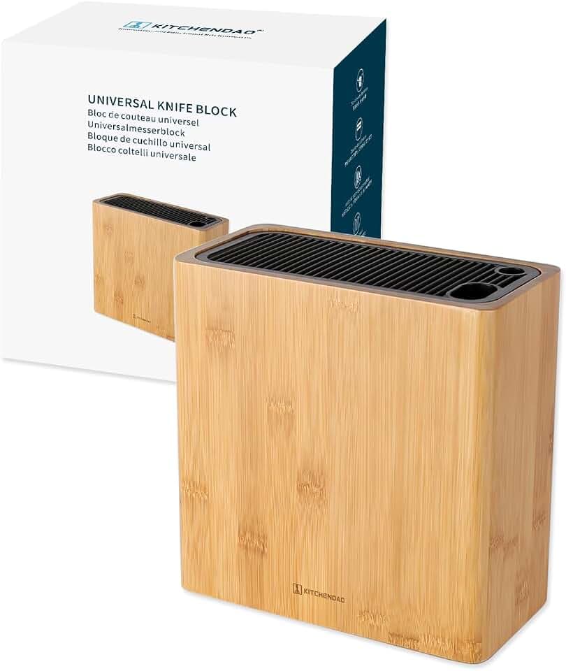 XL Universal-Messerblock mit Schlitzen für Scheren und Schärfstab – Messerhalter für sichere, platzsparende Messeraufbewahrung – Einzigartiges Schlitz-Design zum Schutz der Klinge