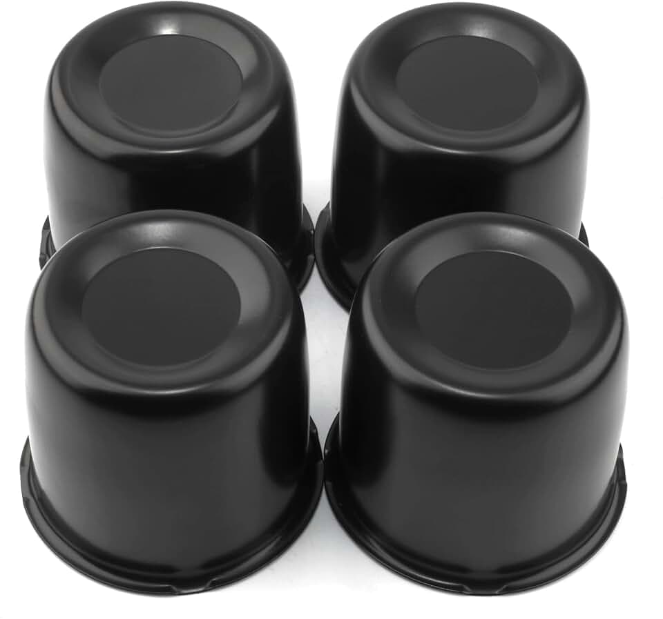 RTrhinoTuning 4PCS 3.31" 84mm Push Through Center Caps Wheel Center Caps for Truck Trailer Wheel Rim, 3.31" Hub, 3.03" H Matt Black Hub Caps