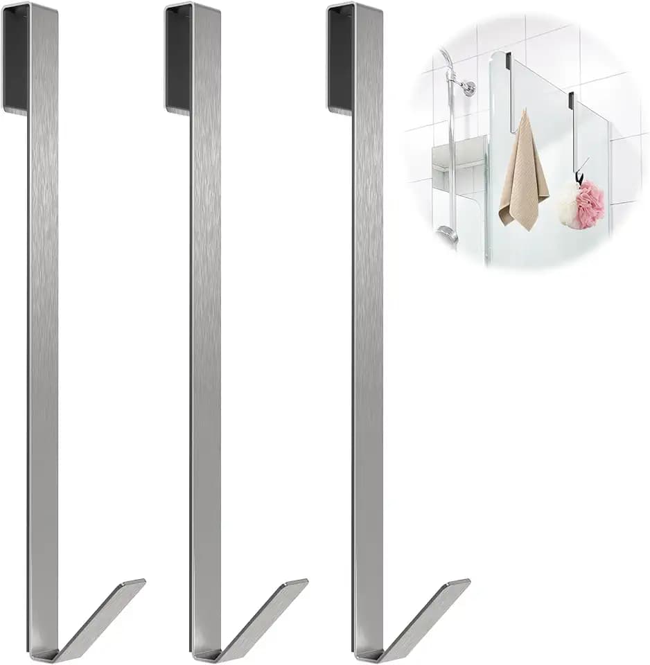 Linone 12 in Shower Door Hooks, 3 Pack