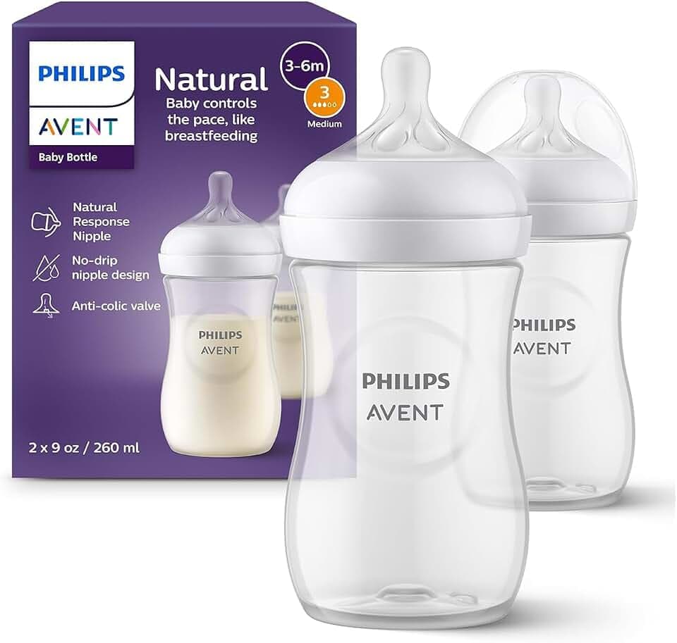 Philips AVENT Babyflaschen Natural Response – 2x Babyflaschen, 260 ml, für Neugeborene ab 1 Monat, BPA-frei (Modell SCY903/02)