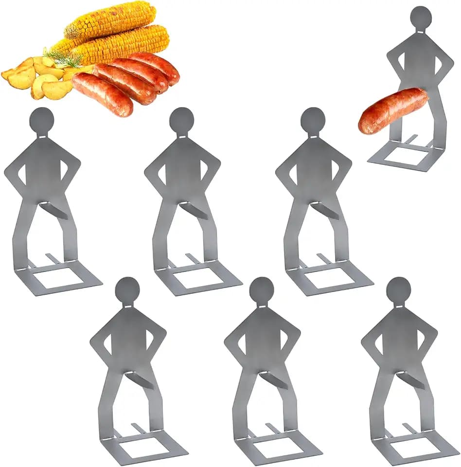 6 Pcs Funny BBQ Stand Man Hot Dog Holder, Portable Hotdog and Sausage Stand