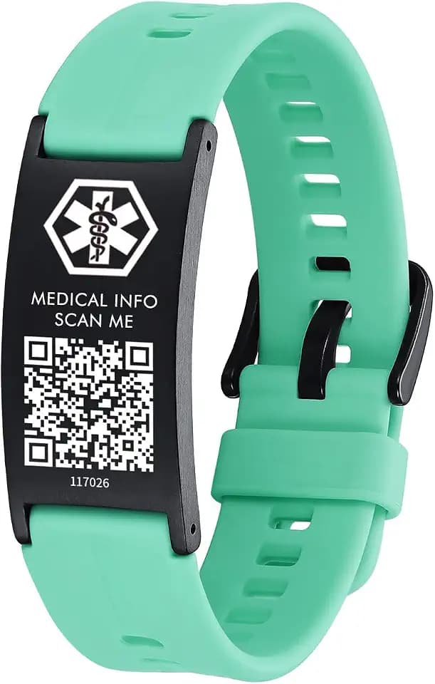Medical ID Bracelet with QR Code for Women Men, Adjustable Medical Alert Bracelet with Cloud Health Profile & ICE Contacts, No Subscription Fee