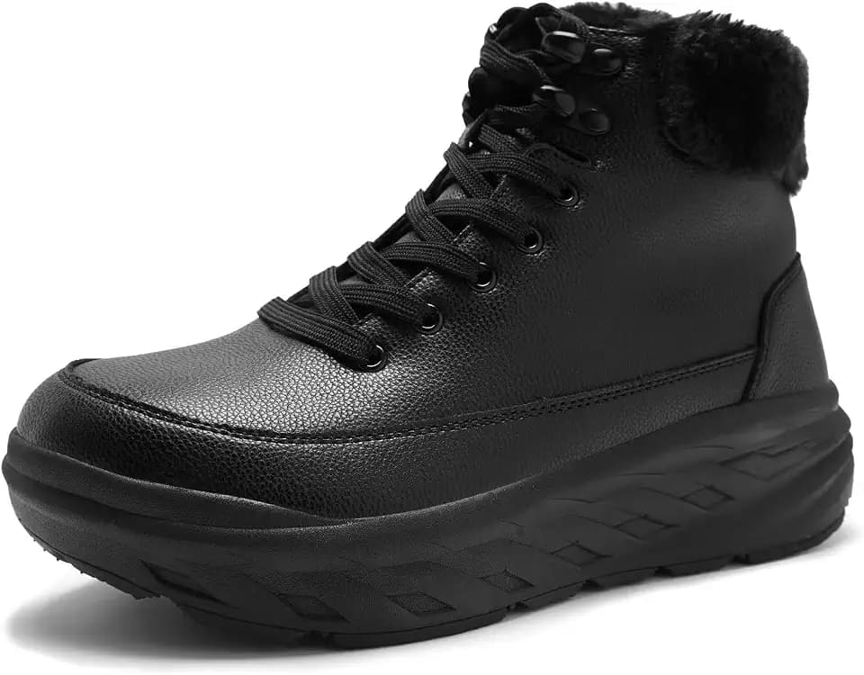 Women's Orthopedic Diabetic Winter Boots: Wide Toe Box Comfortable Arch Support Plantar Fasciitis Leather Oxfords Shoes, Casual Warm Walking Snow Ankle Mid Boots for Neuropathy and Heel Pain Relief