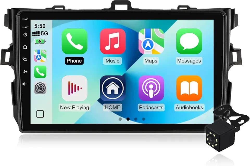 4Core+64G Android 14 Double Din Car Stereo for Toyota Corolla 2009-2013 with 9 Inch Touchscreen Radio Built-in Wireless Carplay/Android Auto/GPS/Bluetooth/FM/AUX/Steering Wheel Controls/Backup Camera