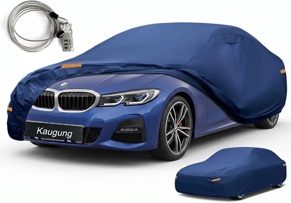 Kaugung Heavy Duty Car Cover Custom Fit BMW 3 Series 330i 328i M3 430i M4 (2001-2025), Waterproof All Weather Resistant Outdoor Sun Rain Dust Snow Protection with Anti-Theft Lock.