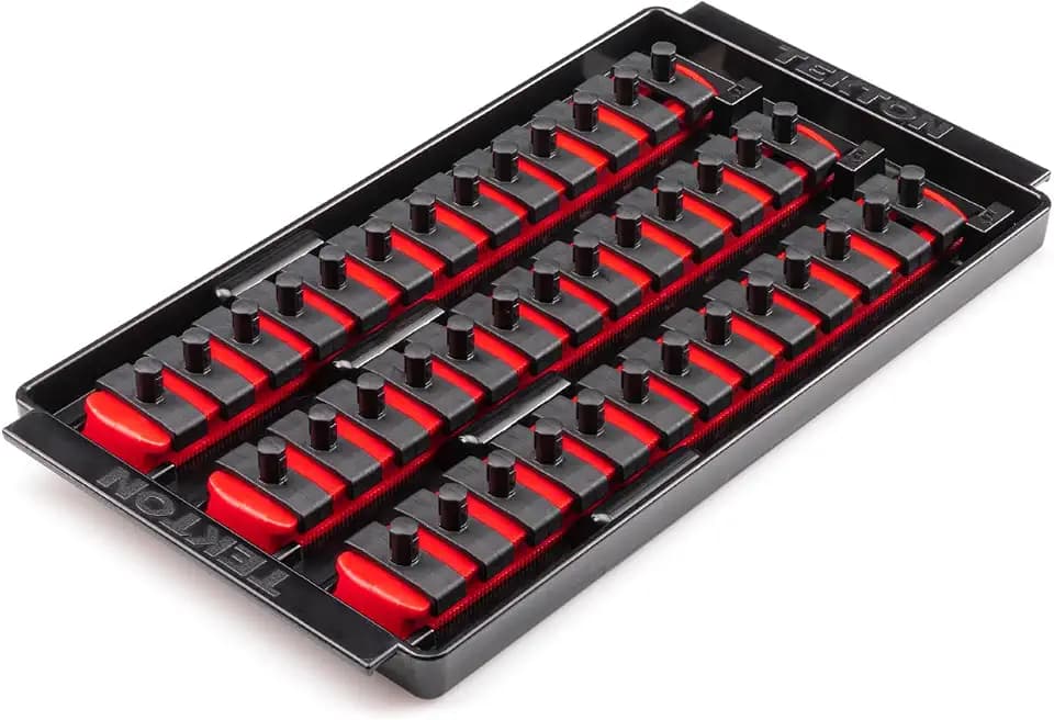 TEKTON 1/4 Inch Drive 3-Rail Socket Organizer Set, Red (39-Tool) | OST05139 | Made in USA