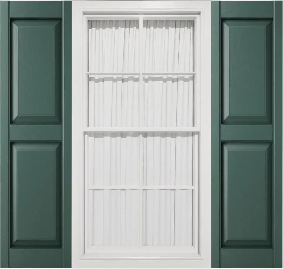 Mid America Mid-America 00021480028 Standard Size Williamsburg Double Panel Vinyl Shutters, w/Installation Shutter-Lok's & Matching Screws (Per Pair), 028, 14 3/4"W x 80"H, Forest Green