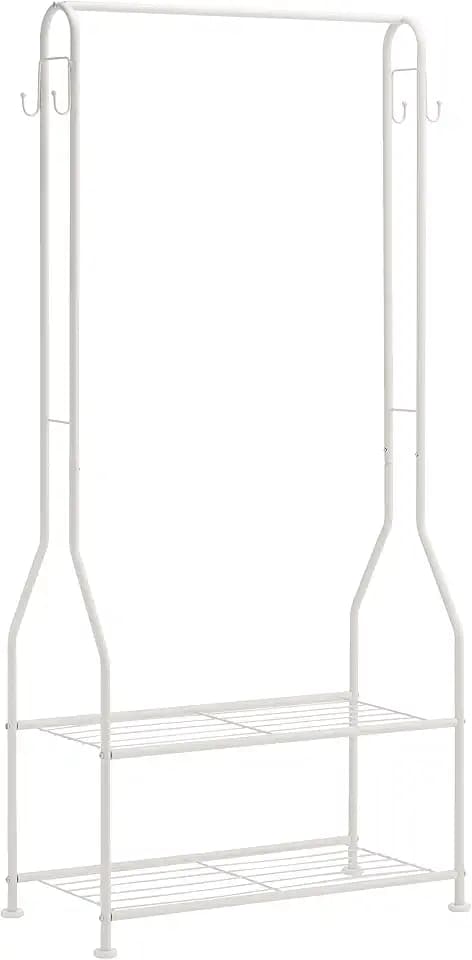 Amazon Basics Kleiderschrank mit zwei Regalfächern, weiß, 75 x 36.5 x 150 cm (L x B x H)