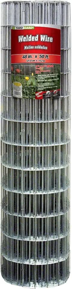 YARDGARD 2 in. x 4 in. Mesh Welded Wire Fence Roll, 48 in. x 50 ft., 14-Gauge Galvanized Steel Fence for Animal Enclosures, Garden Protection and Property Fencing, Rabbit Control an Utility Fence