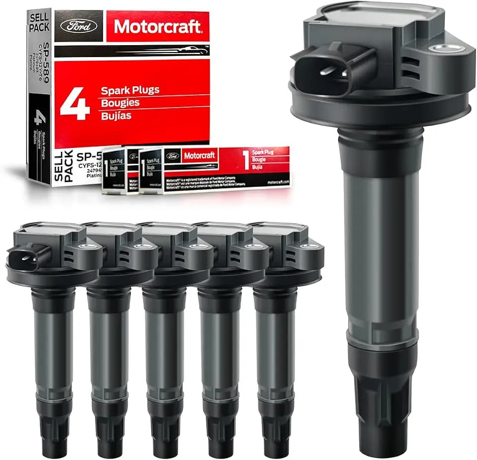 MAS Set of 6 Ignition Coil Pack & 6Pcs Motorcraft Platinum Spark Plug SP589 Compatible with Lincoln MKS MKT MKX MKZ Ford Edge Flex Fusion Taurus 3.7 3.5 V6 Replacement for UF553 5C1652 DG520