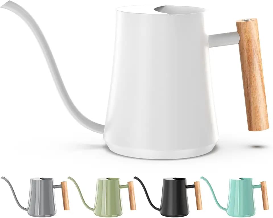 Green Moon 1L/35oz Metal Watering Can Indoor with Long Spout, White