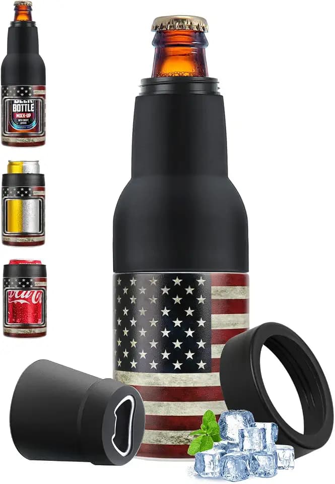 Stepstall 4-in-1 Can Cooler & Bottle Holder w/Opener,12oz Beer Gift for Men