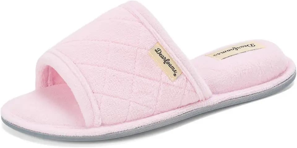 Dearfoams womens Slipper Memory Foam Summer House Shoe Beatrice Terry Slide
