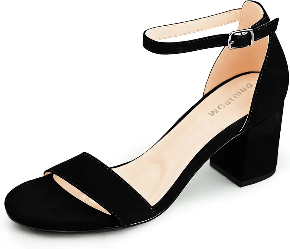 Womens Strappy Block Heel Sandals Open Toe Ankle Strap Chunky Heel Shoes