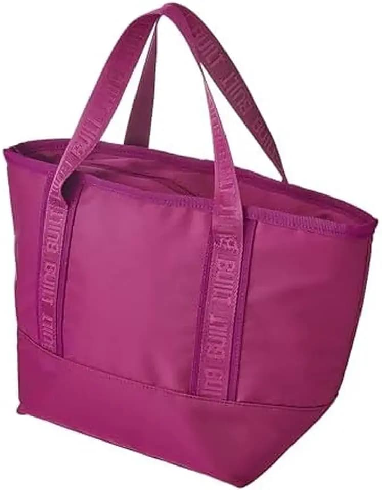 BUILT Mercer Lunch Bag, Pink Plum, Insulated And Spacious With Top Handles For Comfortable Carrying, Durable Satin Twill, Zip Closure, BPA Free